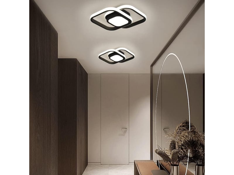  Plafonnier led 24 w, noir, 4000 k, 2000 lm, blanc neutre, carré – convient pour cuisine, balcon, couloir, chambre, sous-sol – ø 30 cm  - Conforama D