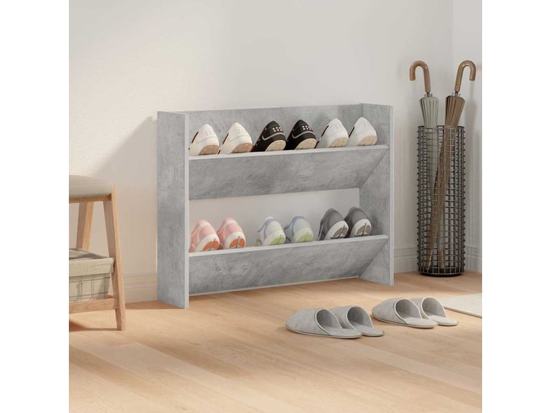  Meuble à chaussure, armoire à chaussures murale gris béton 80x18x60 cm aggloméré  - Conforama C