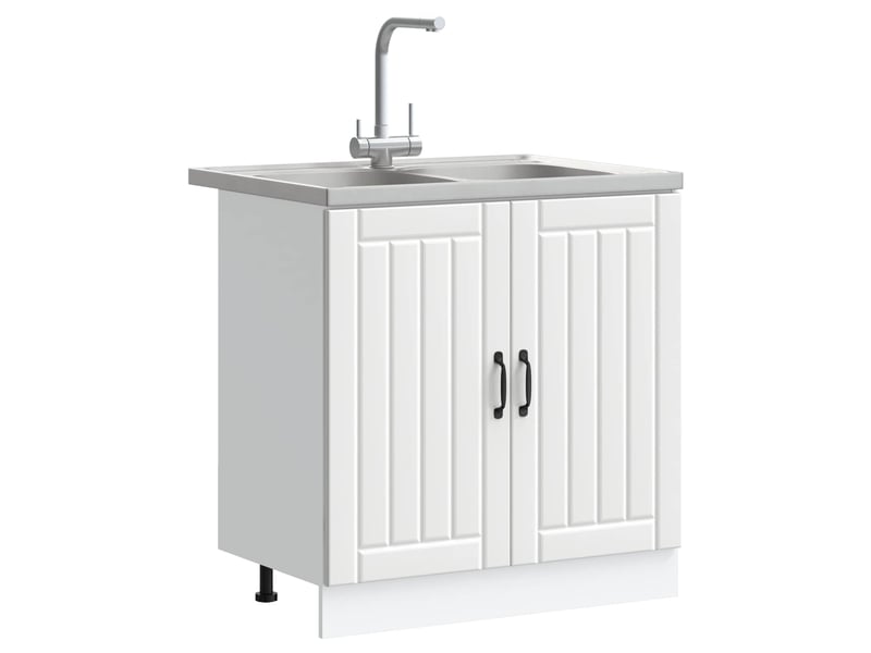  Meuble sous évier 2 pcs blanc bois d'ingénierie  - Conforama C