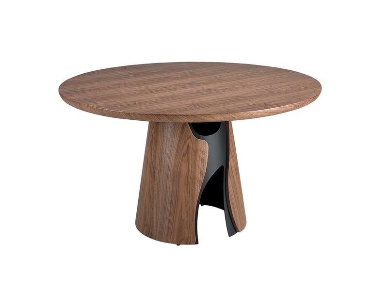 Table de salle à manger ronde en noyer et acier époxy noir 1205 - Conforama A