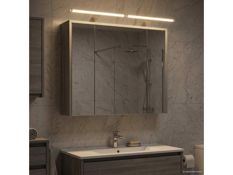 Armoire miroir salle de bain, meuble de rangement gris sonoma 73.5x16x62.5 cm shl6237 - Conforama D