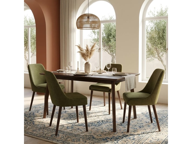  Lot de 4 chaises de salle à manger rembourrées en tissu erythea - vert foncé  - Conforama B
