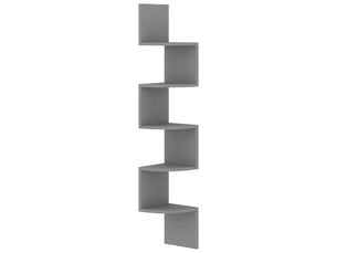 Étagère d'angle flottante, étagère murale gris 19x19x123 cm bois d'ingénierie cf41401