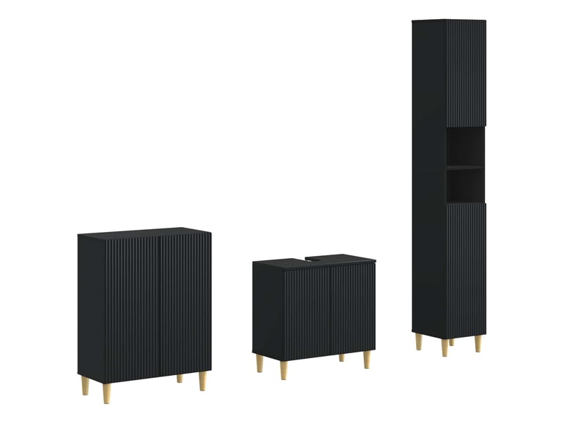 Ensemble de meuble de salle de bain 3 pièces arnhem noir cf63325 - Conforama A