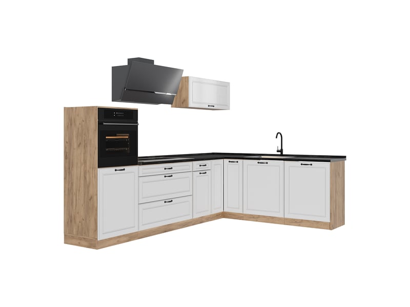 Vicco cuisine en angle, blanc campagnechêne doré, 287 x cm sans plan de travail - Conforama A