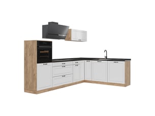 Vicco cuisine en angle, blanc campagnechêne doré, 287 x cm sans plan de travail