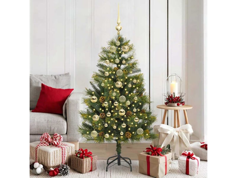 Sapin de noël artificiel, arbre de noël avec branches pliables et cônes 150 cm shl2805 - Conforama B