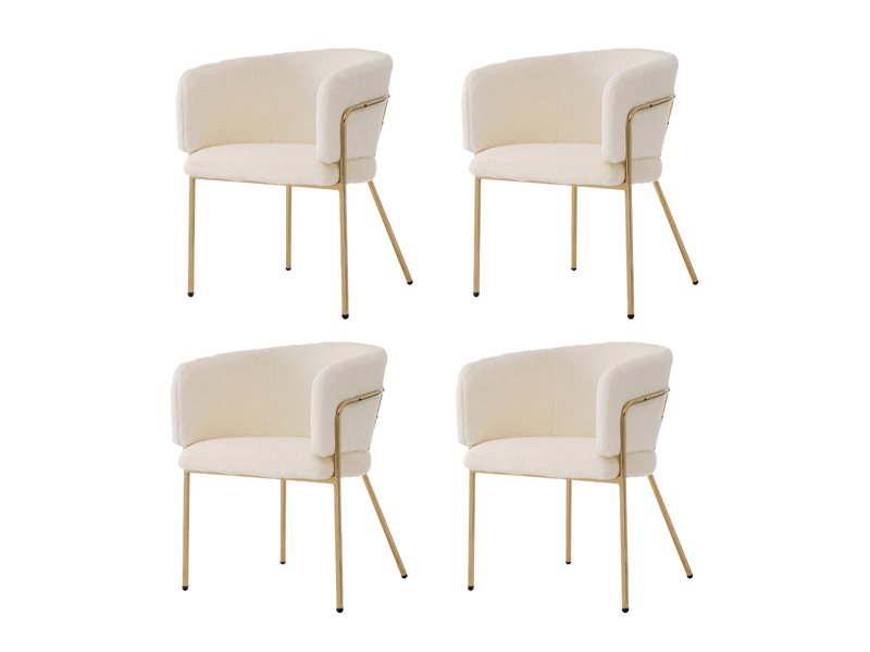  Chaise de salle à manger lot de 4, assise rembourrée confortable velours beige, design luxe décontracté structure métal  - Conforama A