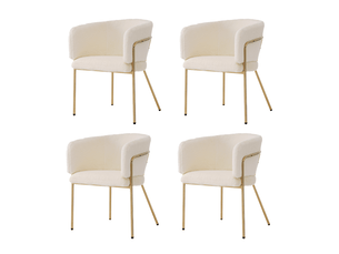 Chaise de salle à manger lot de 4, assise rembourrée confortable velours beige, design luxe décontracté structure métal
