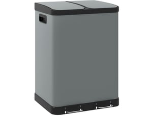 Poubelle à pédale tcqpz 2 x 30 l en métal grise avec 2 bacs amovibles 48,8 x 39,5 x 67 cm