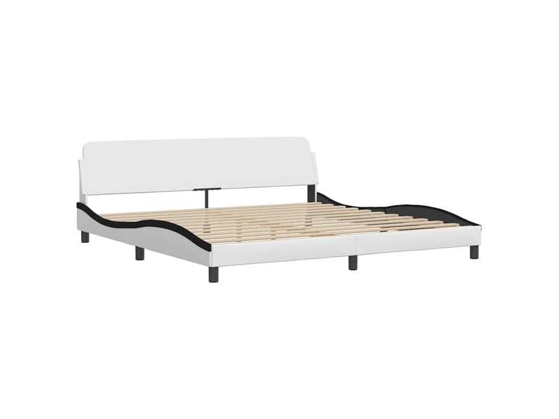  Lit adulte, lit double, cadre de lit sans matelas hvar blanc et noir 200x200cm similicuir cf14781  - Conforama E
