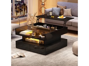 Table basse carré(e) coloris noir <strong>KORFEE</strong> <strong></strong> - 80 cmx80 cm