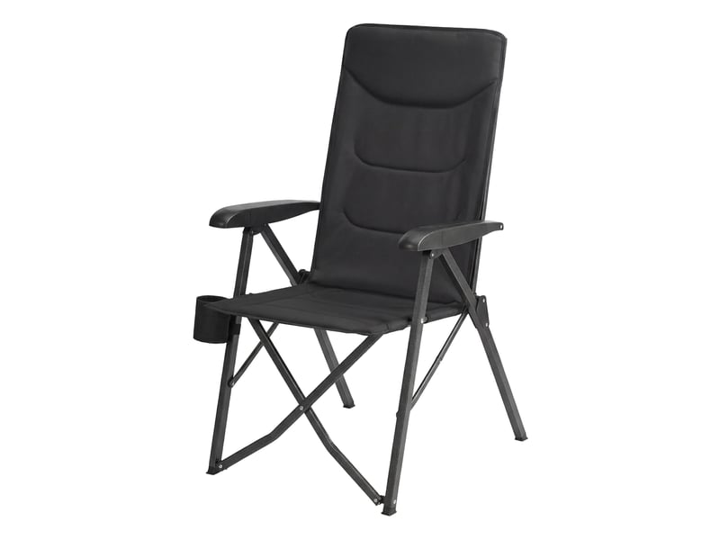 Chaise de camping, dossier réglable 95°-150°, porte-gobelet, sac de transport, pêche, jardin, noir  - Conforama A