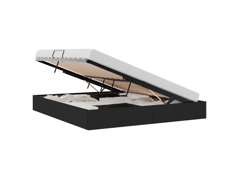  Lit double- lit adulte -  cadre de lit ottoman avec stockage noir 160 x 200 cm tissu  - Conforama A