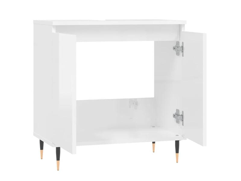  Amoire de salle de bain blanc brillant 58x33x60cm bois d'ingénierie shl288  - Conforama E