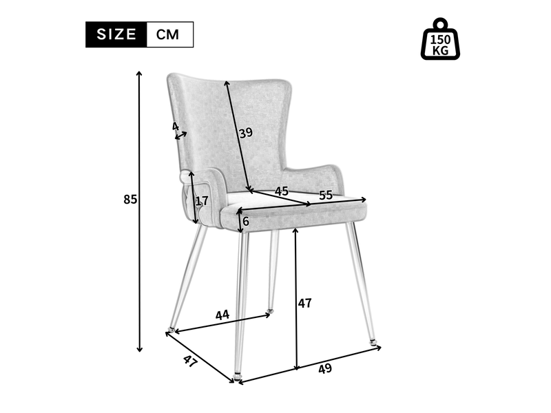  Lot de 6 chaises de salle à manger en velours beige avec pieds en métal doré  - Conforama E
