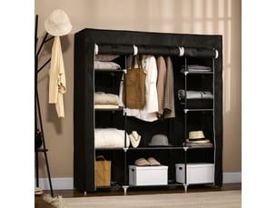 Armoire en tissu 150x43x162,5 cm avec 1 tringle et 10 compartiments métal noir