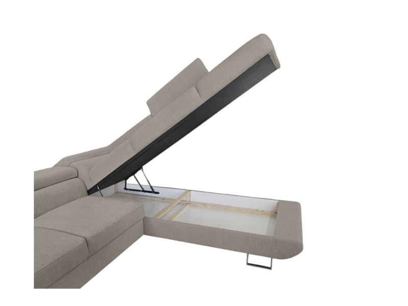  Canapé d'angle cassiope convertible avec coffre en tissu - taupe - angle droit CASSIOPE - Conforama D
