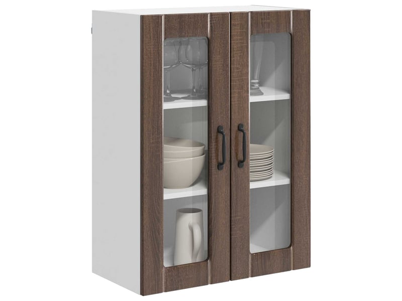 Meuble mural de cuisine, cabinet en verre mural chêne brun 60x31x80cm shl5000 - Conforama C