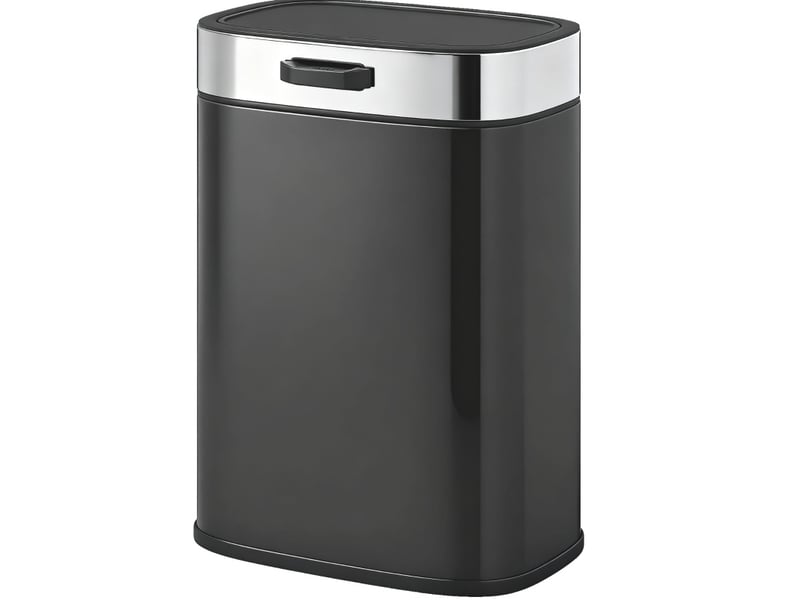  Poubelle de cuisine 5 l 21,5 x 19,5 x 30 cm noire en acier inoxydable, couvercle à maintien ouvert  - Conforama D