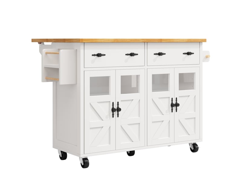  Desserte de cuisine,140x73x93,5 cm,avec plateau extensible,mdf,blanc  - Conforama D