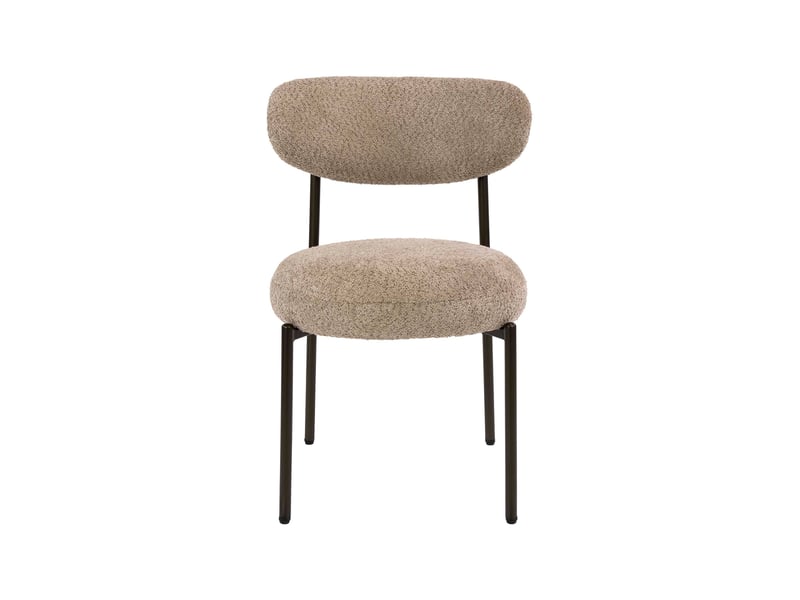  Lot de 2 chaises repas 52x57x81 cm en tissu bouclette sable et bronze  - Conforama C