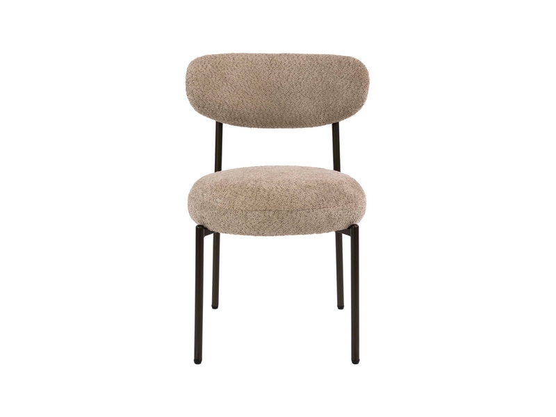  Lot de 2 chaises repas 52x57x81 cm en tissu bouclette sable et bronze  - Conforama C