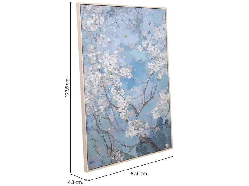  Tableau peint à la main avec cadre en bois bleu 83x4x123h cm  - Conforama C