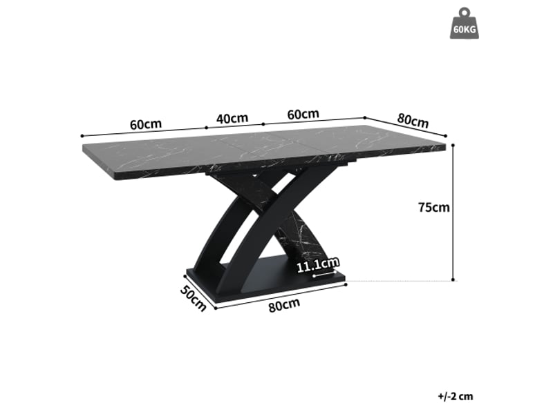 Table à manger extensible bois noir 120–160 cm, 6 personnes – cuisine et balcon, polyvalente - Conforama C