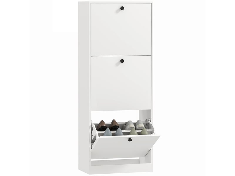  Meuble à chaussures, 3 tiroirs, pour jusqu'à 12 paires de chaussures, panneaux de particules, blanc  - Conforama A