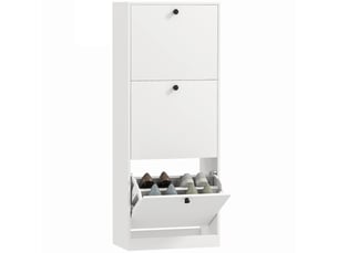 Meuble à chaussures, 3 tiroirs, pour jusqu'à 12 paires de chaussures, panneaux de particules, blanc