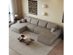 Canapé d’angle modulable 340x175x83 cm assise profonde camel