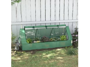 Mini serre de jardin en acier vert avec bâche pe anti-uv, toit enroulable et fenêtres en maille, 240 x 90 x 90 cm