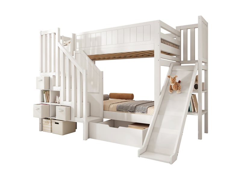  Lit superposé 90 x 200 cm avec glissière et rangement  - Conforama R
