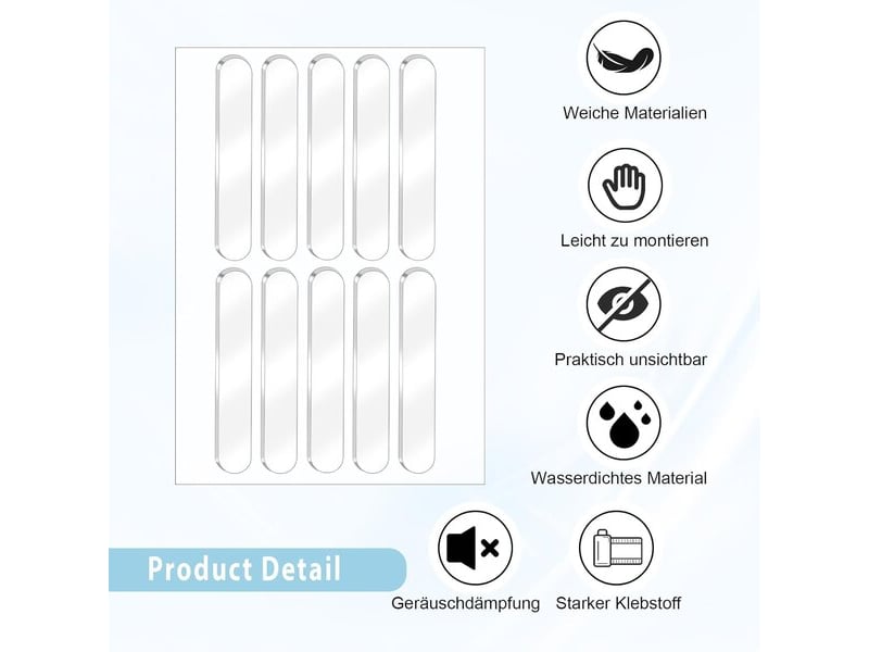 Paquet de 42 butées en silicone flexibles en 3 tailles, amortisseurs adhésifs pour meubles, portes et tiroirs - Conforama B