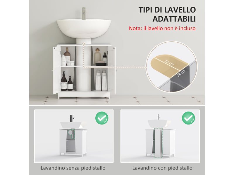  Meuble sous lavabo blanc avec découpe en u, 60 x 30 x 60 cm  - Conforama R