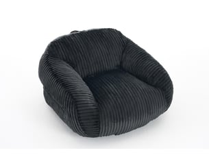 Pouf lounge adulte 110x116x61 cm dossier intégré, assise moelleuse, rembourrage en mousse, revêtement en velours côtelé gris foncé, sans montage
