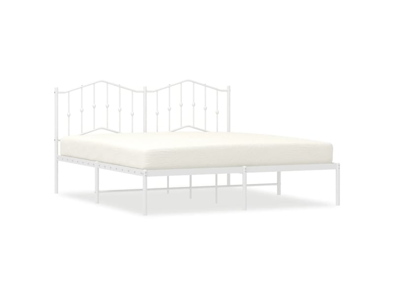  Lit double- lit adulte -  cadre de lit métal sans matelas et tête de lit blanc 160x200 cm  - Conforama A