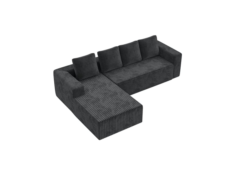 Canapé d'angle, canapé modulable, en velours tricoté, gris, assise profonde, style cloud, pour salon, version droite, chambre - Conforama B
