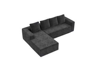 Canapé d'angle, canapé modulable, en velours tricoté, gris, assise profonde, style cloud, pour salon, version droite, chambre