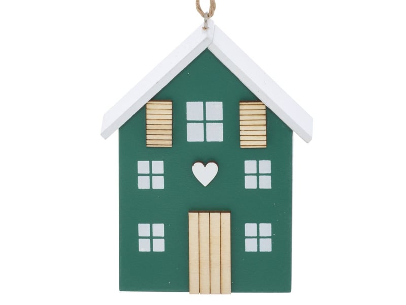  Suspension de sapin maison en bois rouge et vert 10 cm  - Conforama C