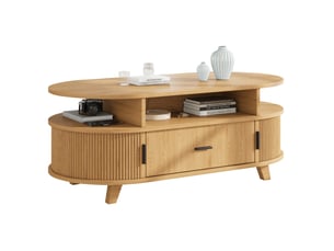 Table basse ovale coloris naturel OKWISH  - 50 cmx100 cm