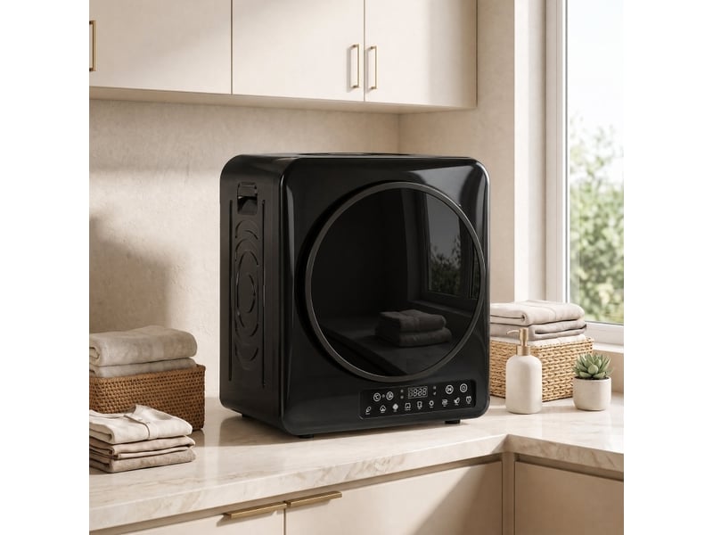 Sèche-linge à évacuation compact 49 x 43 x 61 cm noir, tambour inox 5 kg avec séchage automatique - Conforama B