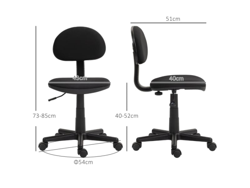  Chaise de bureau ergonomique en tissu extensible noir, pivotante et réglable en hauteur  - Conforama C
