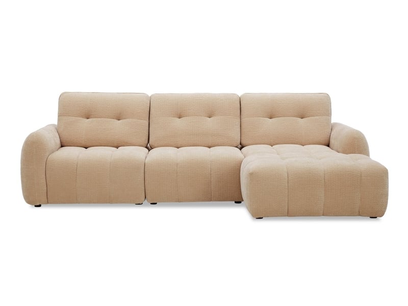  Canapé d'angle en velours tissé beige avec dossier réglable adonis - angle droit KF8618-2M-BEI - Conforama E