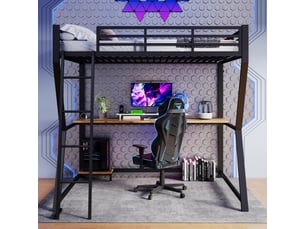 Lit mezzanine 140x200 cm <strong>MERAX</strong>  <strong>lit enfant noir</strong> coloris noir
