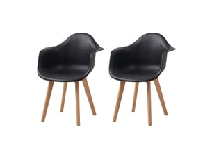Lot de 2 chaises de salle à manger - pieds en bois - chaises de salle à manger scandinaves - noir