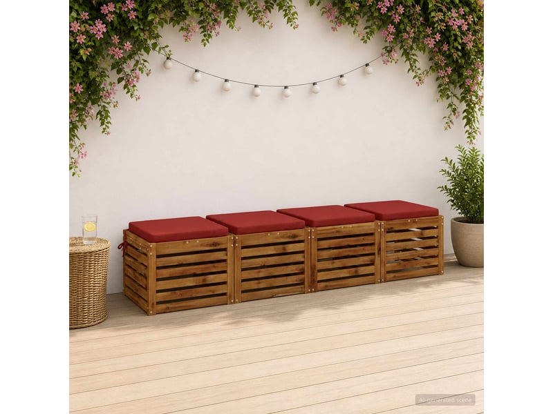  Lot de 4 coussins de siège, coussins d'assise soest 100 % polyester rouge cf60505  - Conforama B