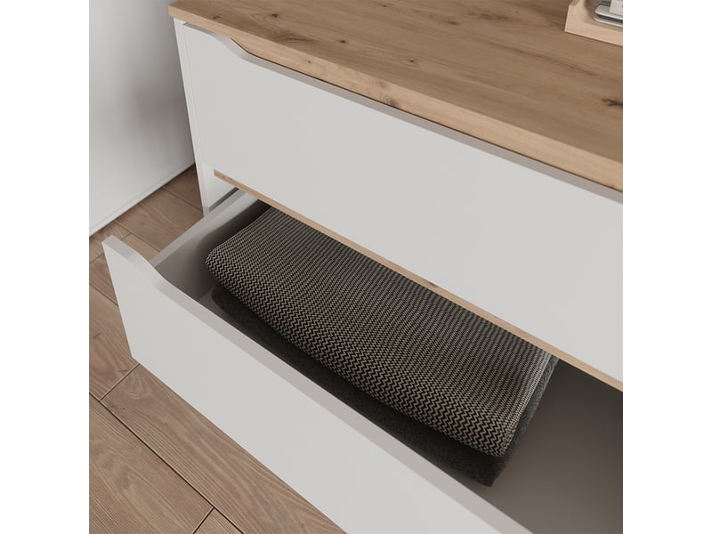  Vicco commode avec tiroirs, blancchêne artisan, 80x76.6cm avec 3 tiroirs  - Conforama D
