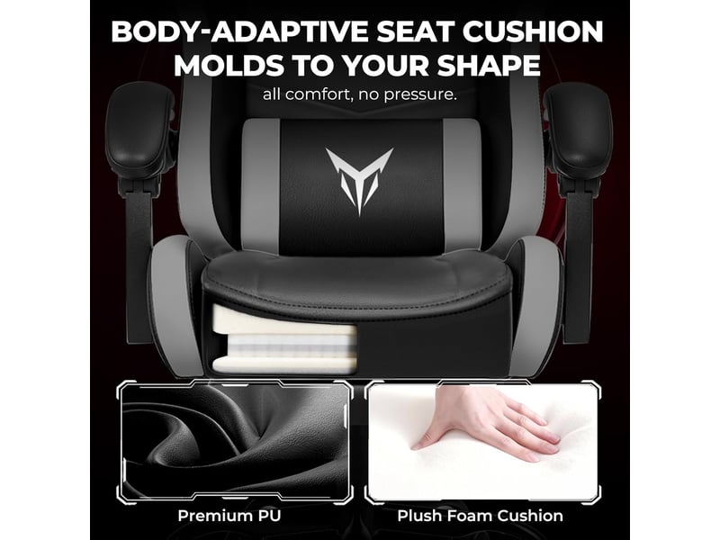  Gtplayer chaise de jeu avec repose-pieds, soutien lombaire et appui-tête réglable - gris XGC02-GY - Conforama D